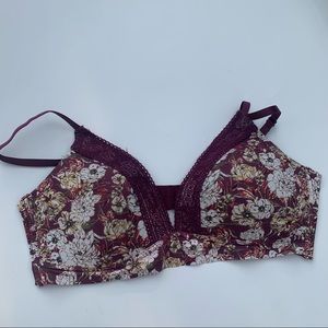 Lucky Brand 38C Purple burgundy Floral Bra plus